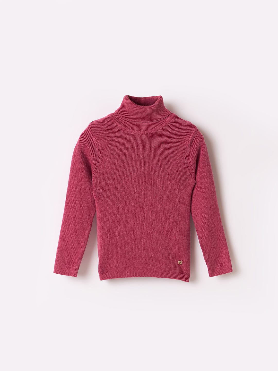 Elle Kids Pink Solid Turtle Neck Sweater