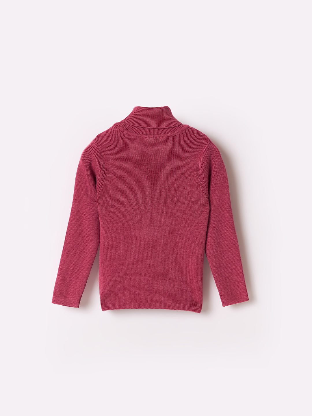 Elle Kids Pink Solid Turtle Neck Sweater