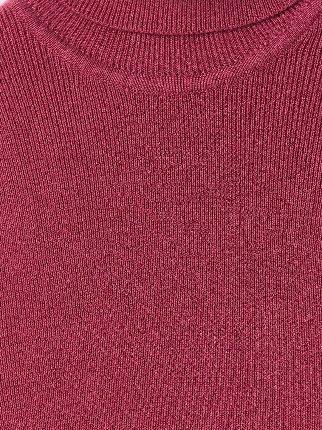 Elle Kids Pink Solid Turtle Neck Sweater