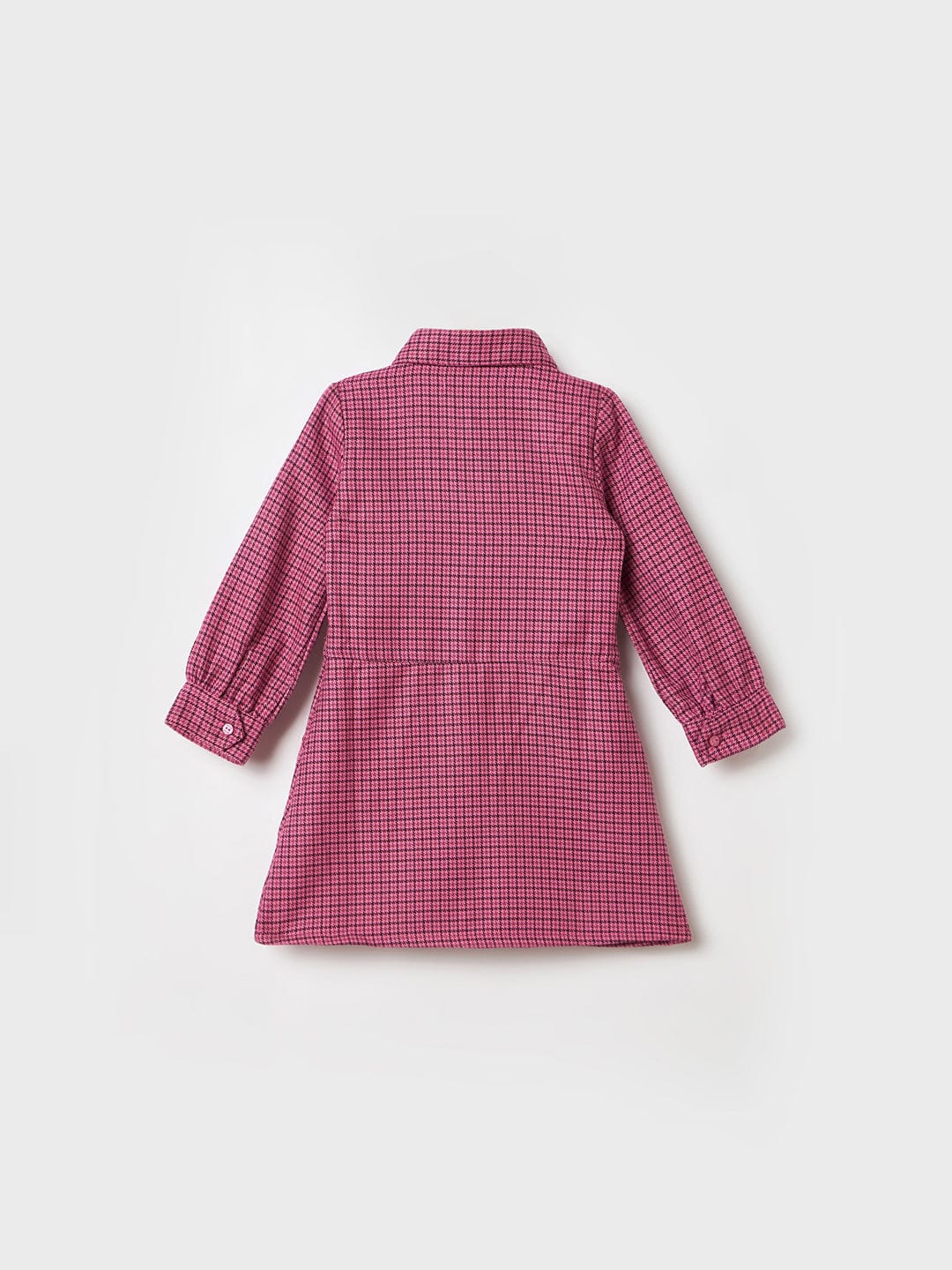 ELLE Girls Pink Embroidered Shirt Collar Dress