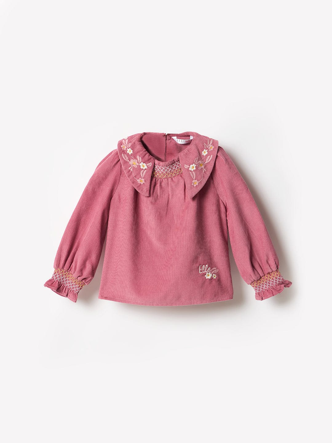 Elle Kids Pink Embroidered Collar Top