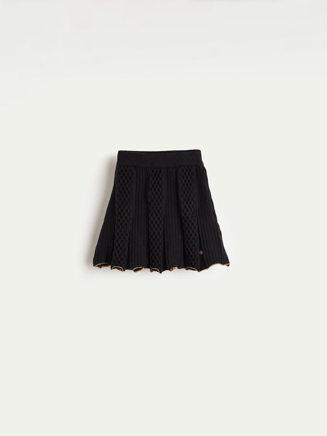Elle Girls Regular Fit Black Textured Skirt