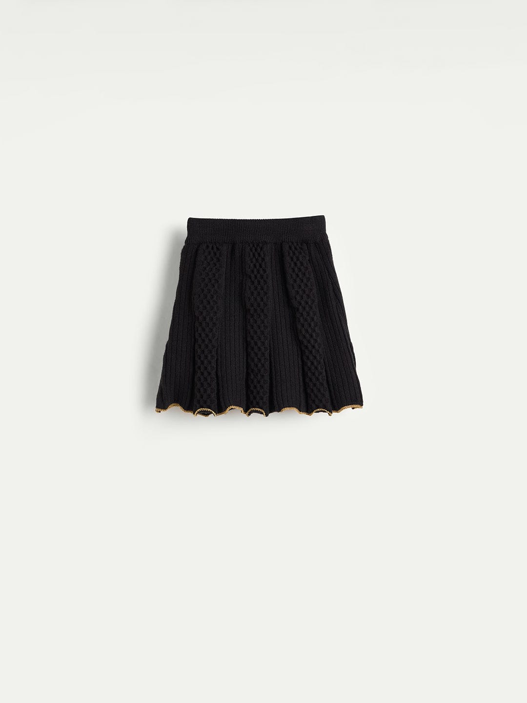 Elle Girls Regular Fit Black Textured Skirt