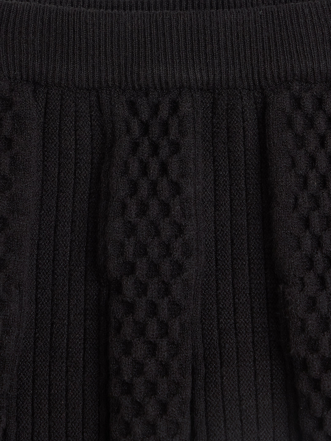 Elle Girls Regular Fit Black Textured Skirt
