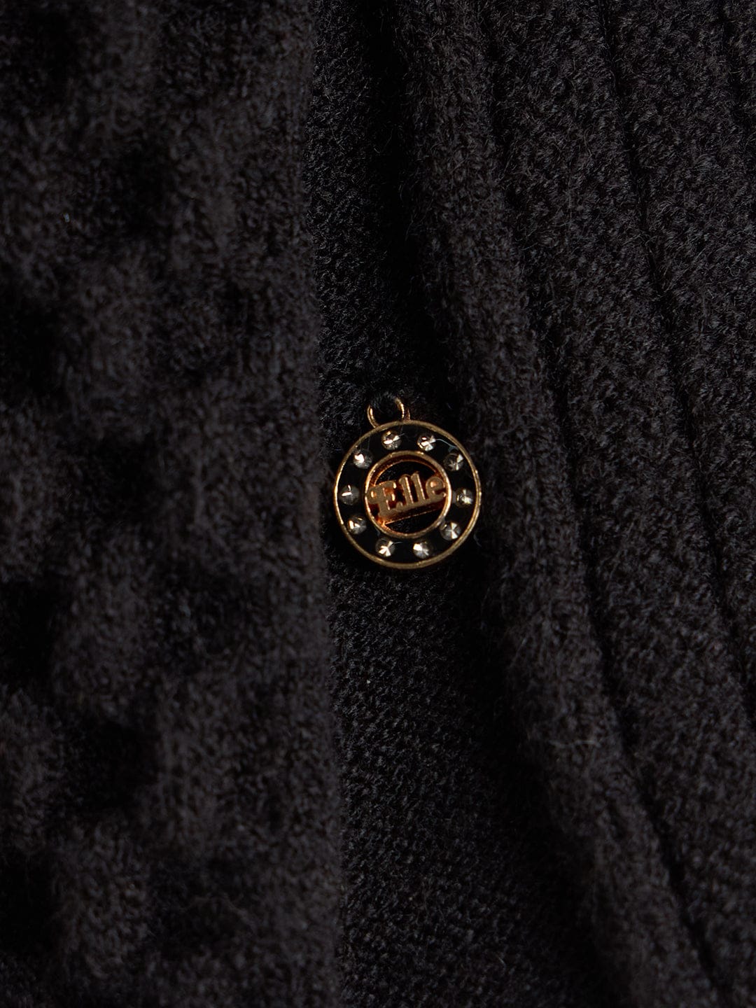 Elle Girls Regular Fit Black Textured Skirt