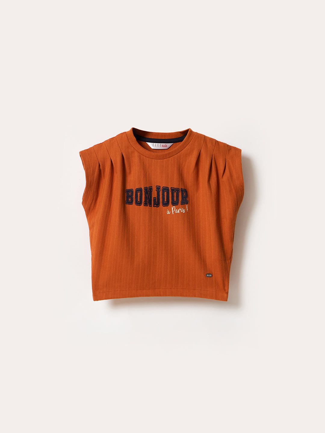 Elle Kids Orange Graphic Round Neck Tshirt