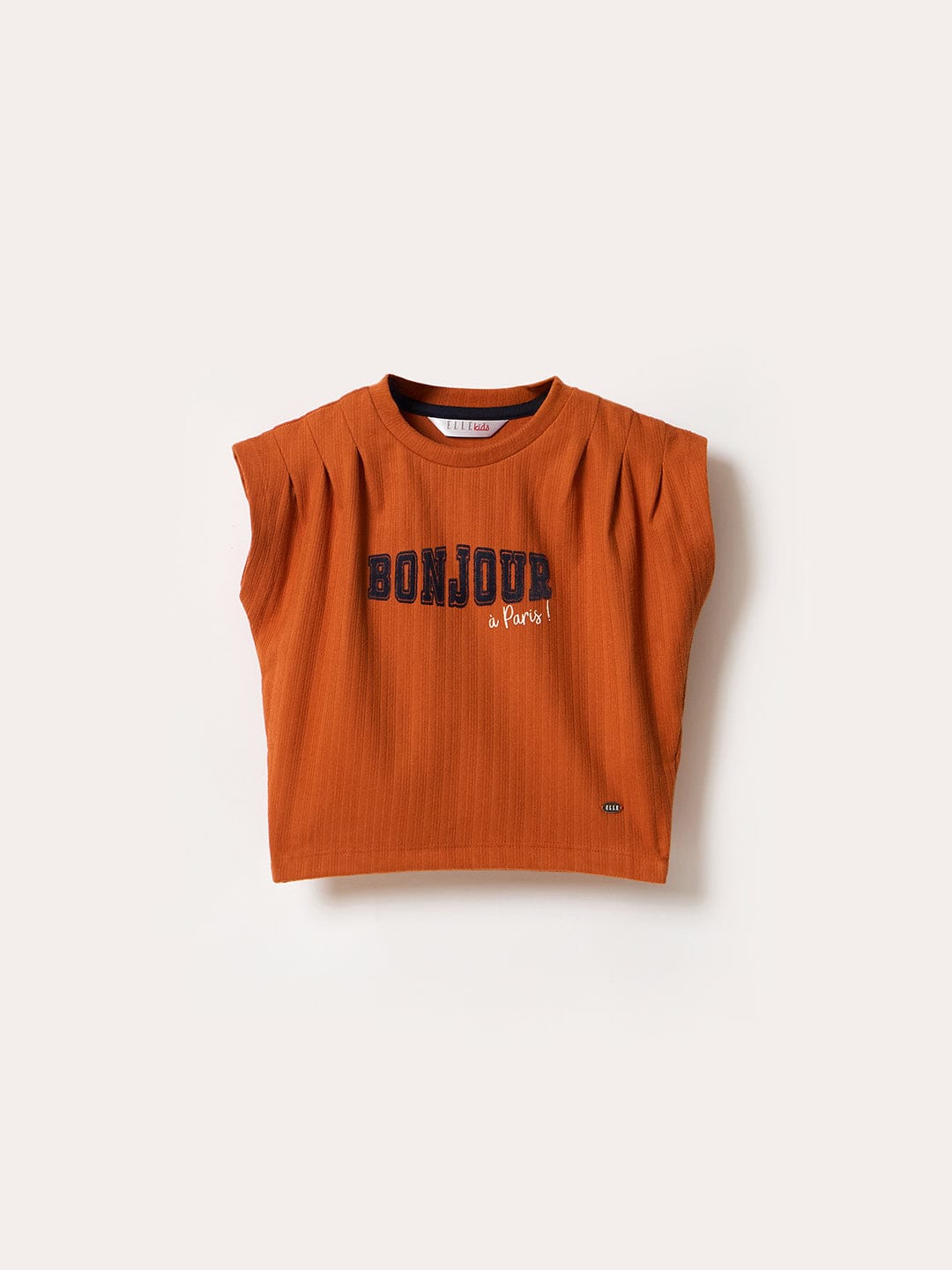 Elle Kids Orange Graphic Round Neck Tshirt
