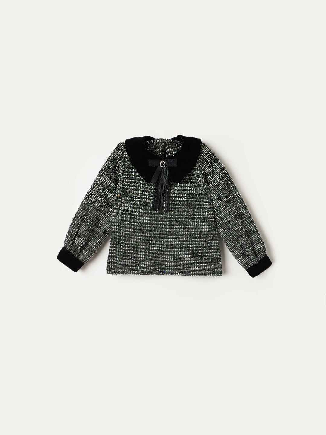 Elle Girls Regular Fit Black Embroidered Top