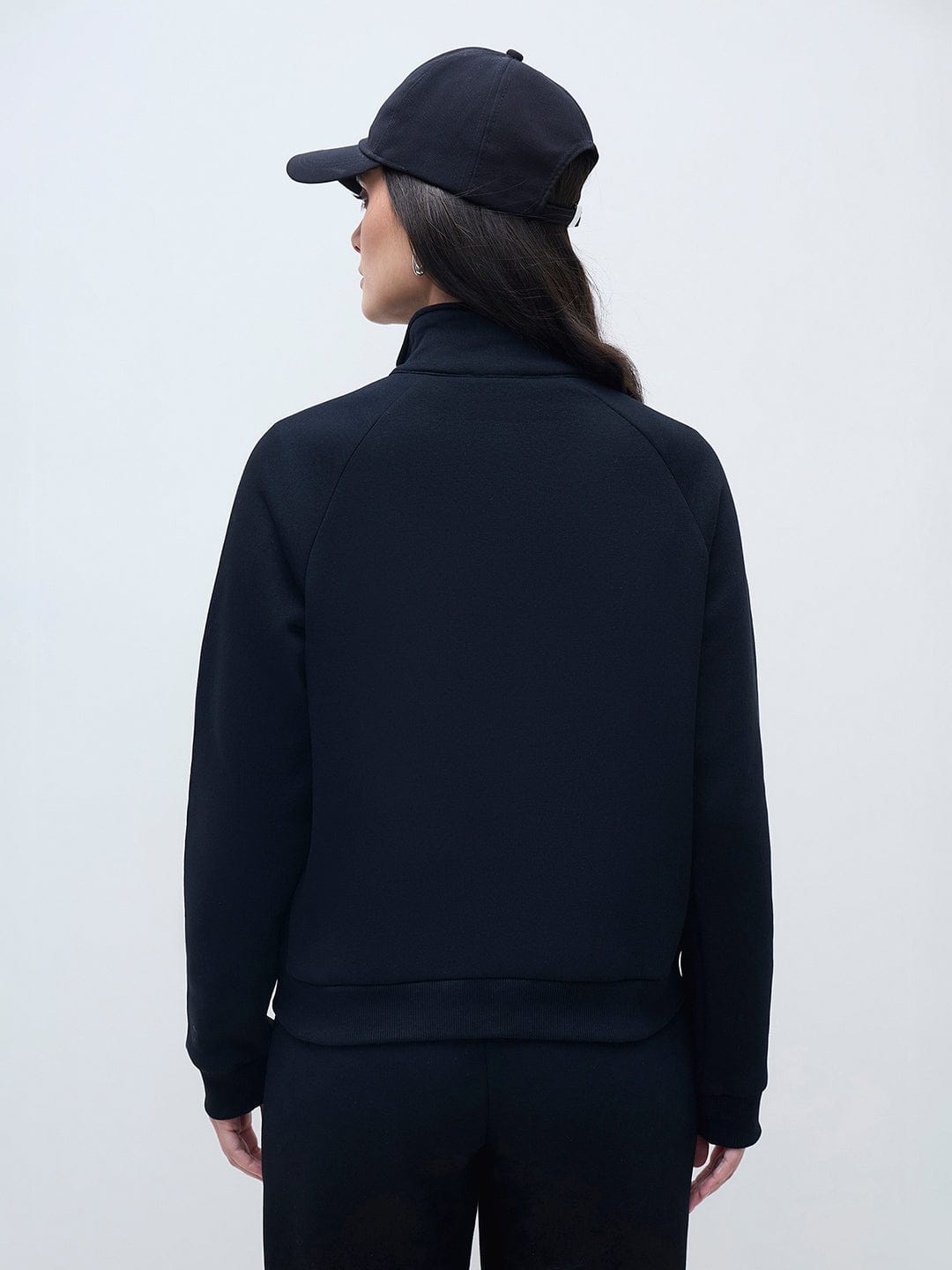 ELLE Women Black Branded Artwork Solid Sweatshirt