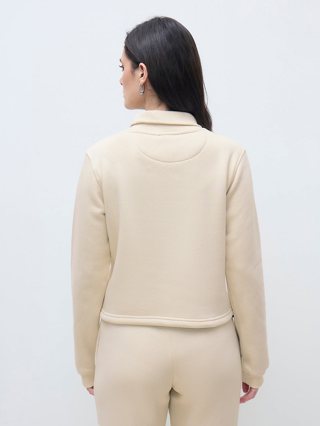 ELLE Women Cream Elle Branding Logo Sweatshirt