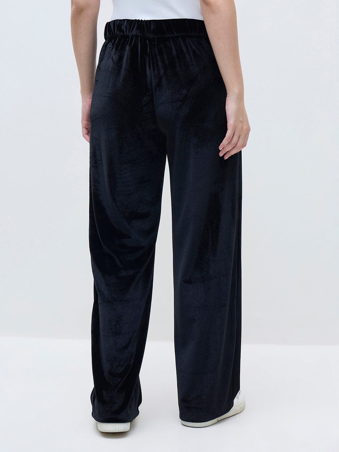 ELLE Women Black Polyester Solid Sweatpant