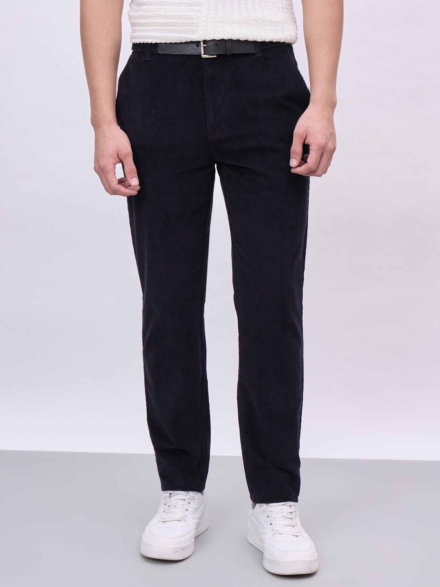 Iconic Men Blue Regular Fit Solid Trouser
