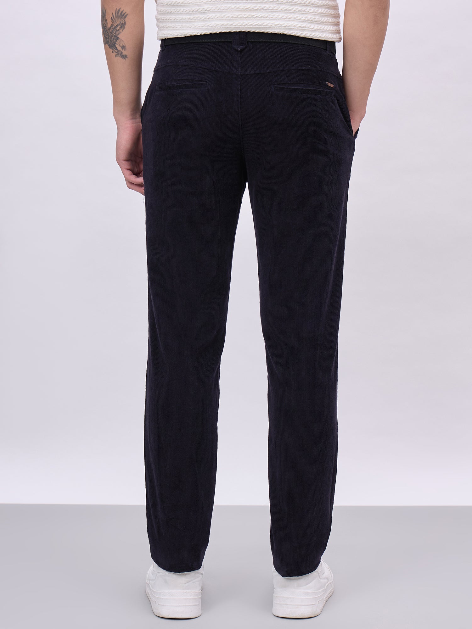 Iconic Men Blue Regular Fit Solid Trouser