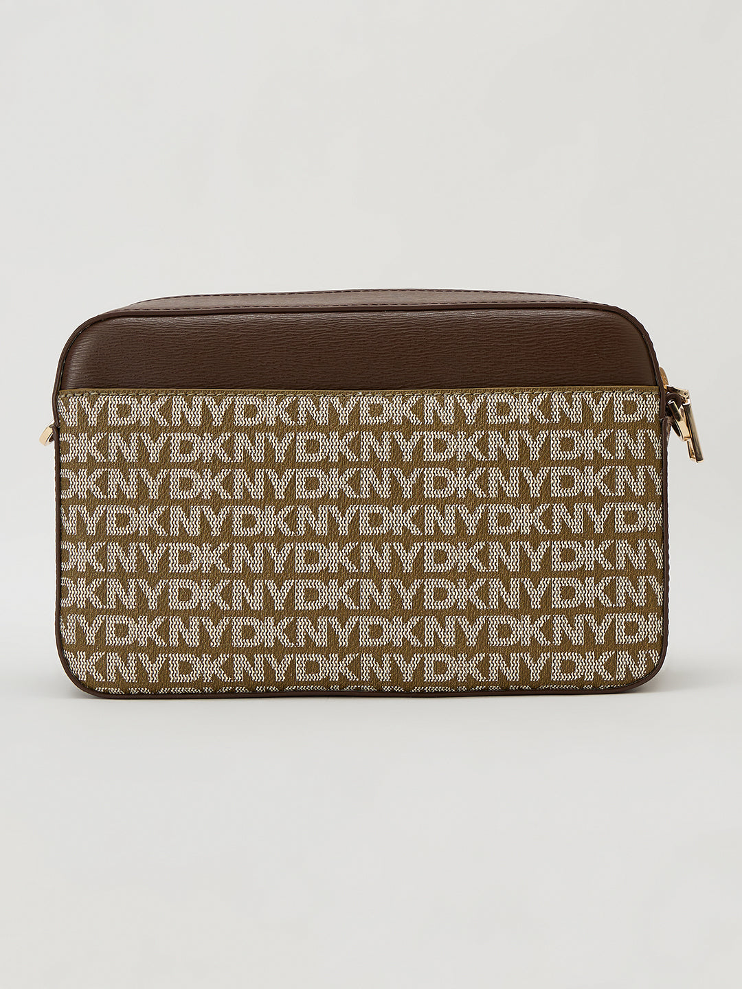 DKNY Brown Woven Logo Print Cross Body Bag