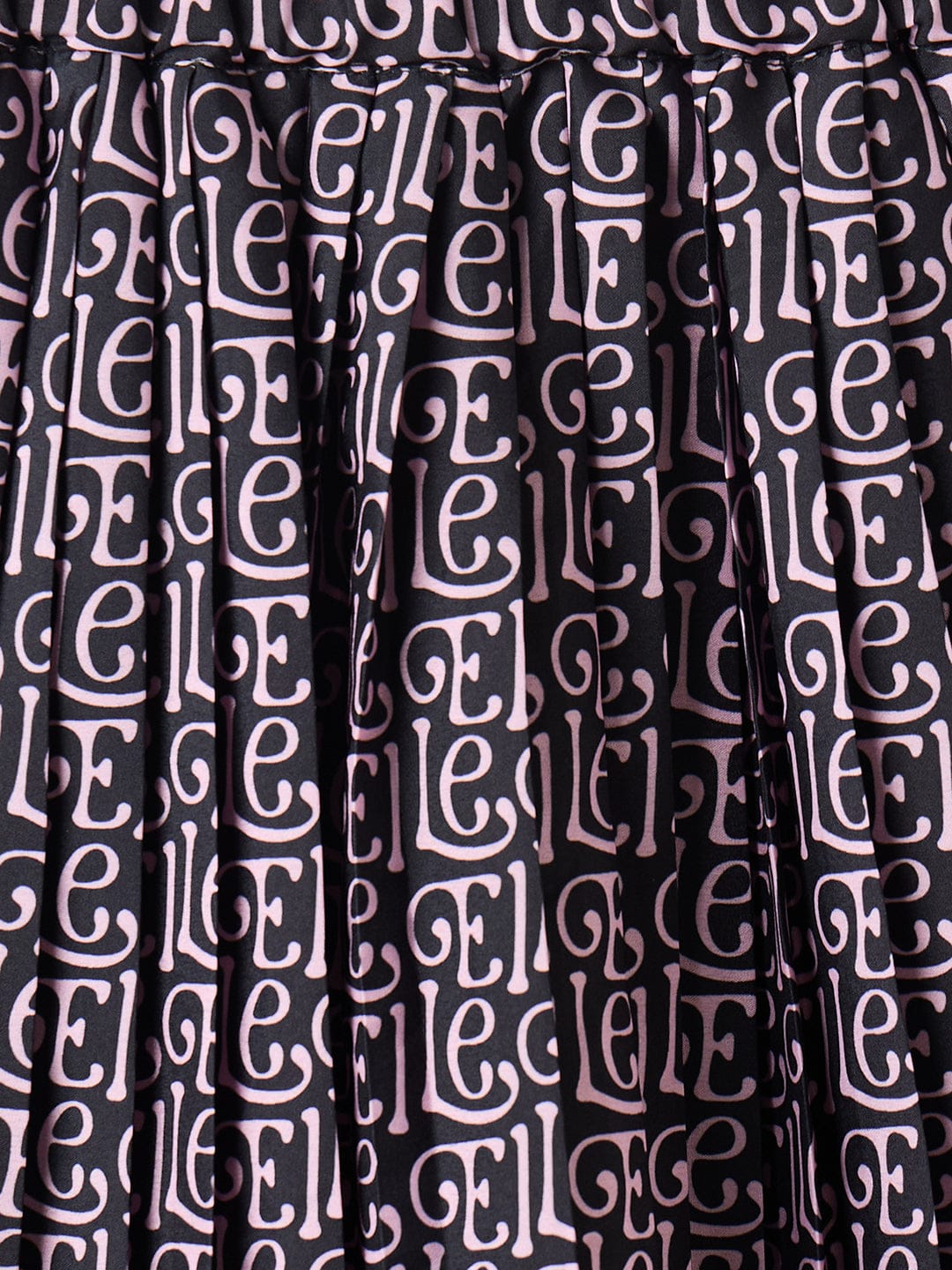 ELLE Girls Black Woven Regular Fit Pleated Skirt