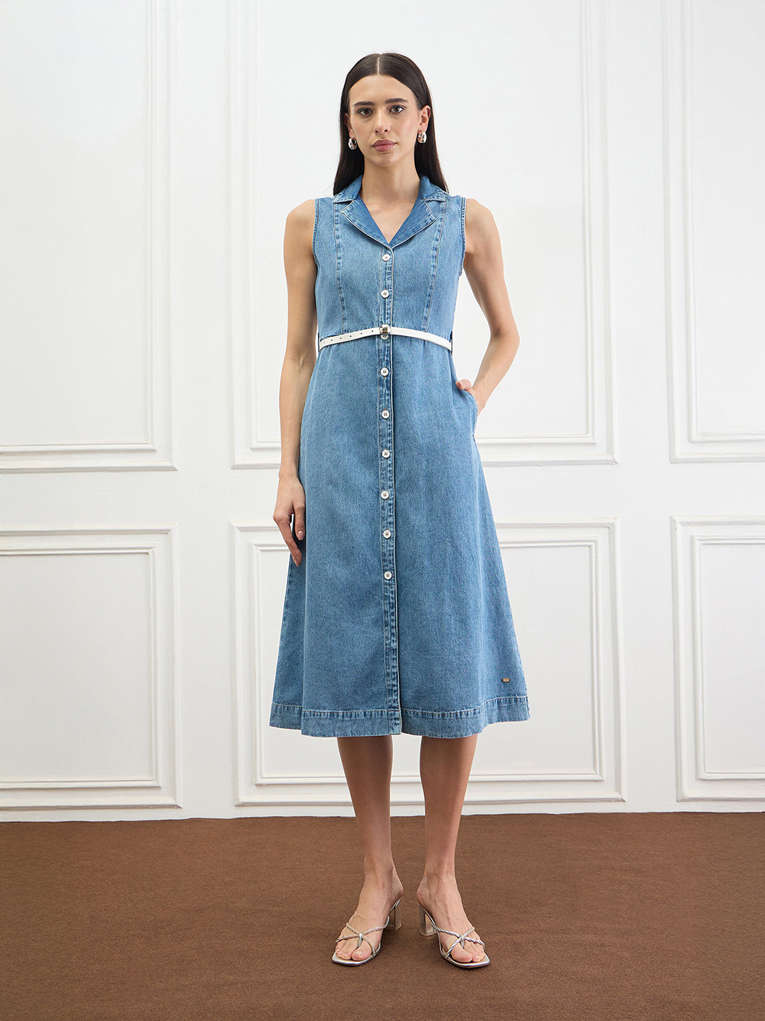 elle blue dress Shop Women Solid A-Line Fit Pure Cotton Online – Iconic India Knee Length Dress What to Wear to Size:XL / US 14-16 Make a lasting impression