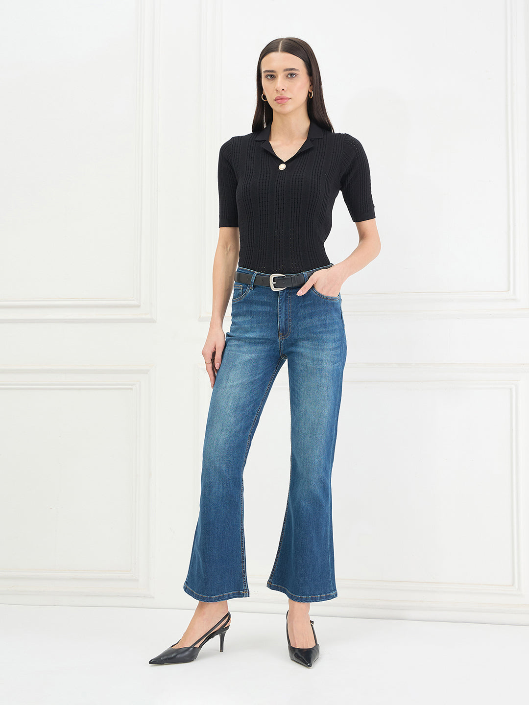 Iconic Women Blue Bootcut Fit Mid Rise Jeans