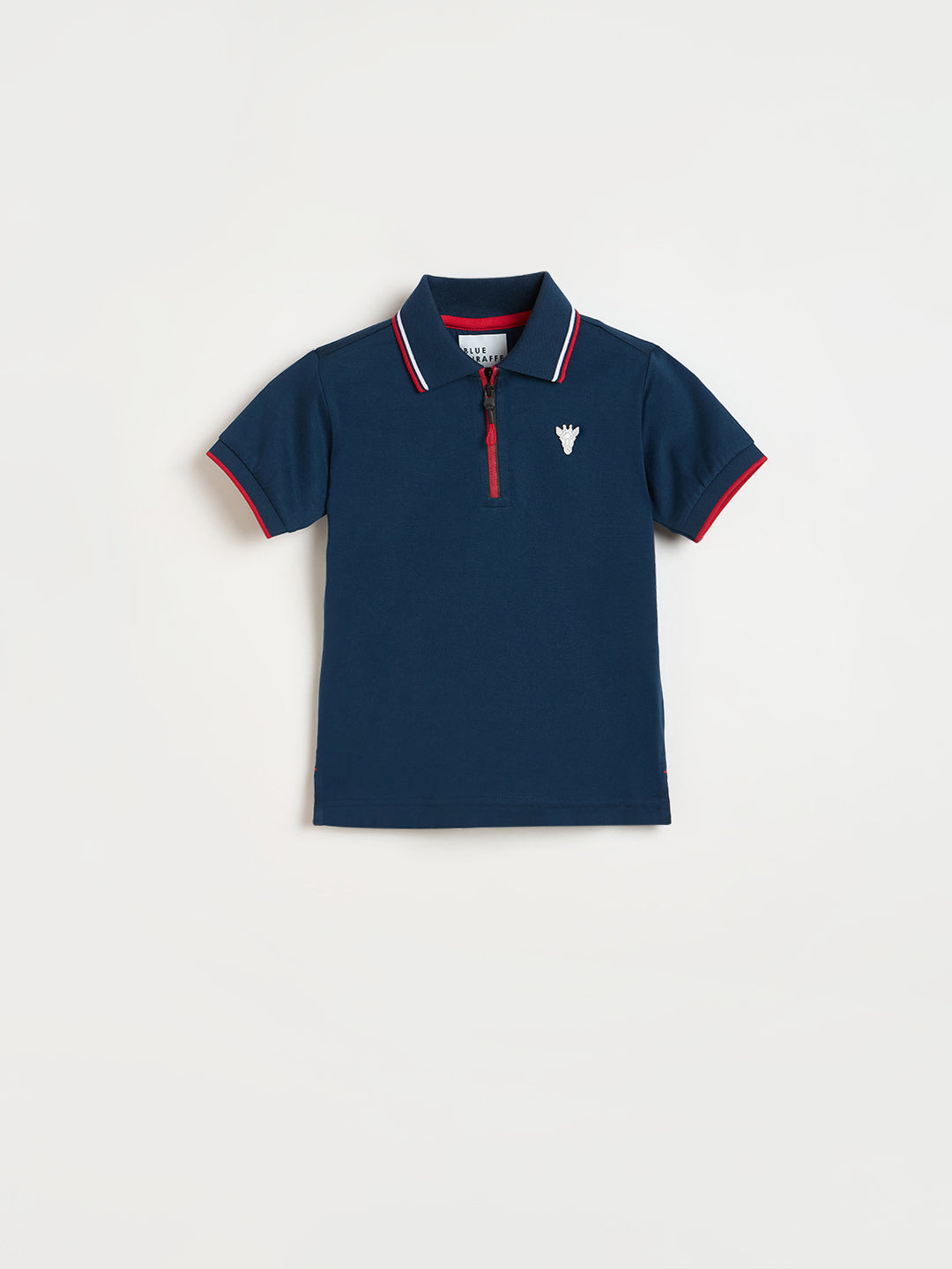 Blue Giraffe Boys Blue Solid Regular Fit Pure Cotton Polo T-Shirt