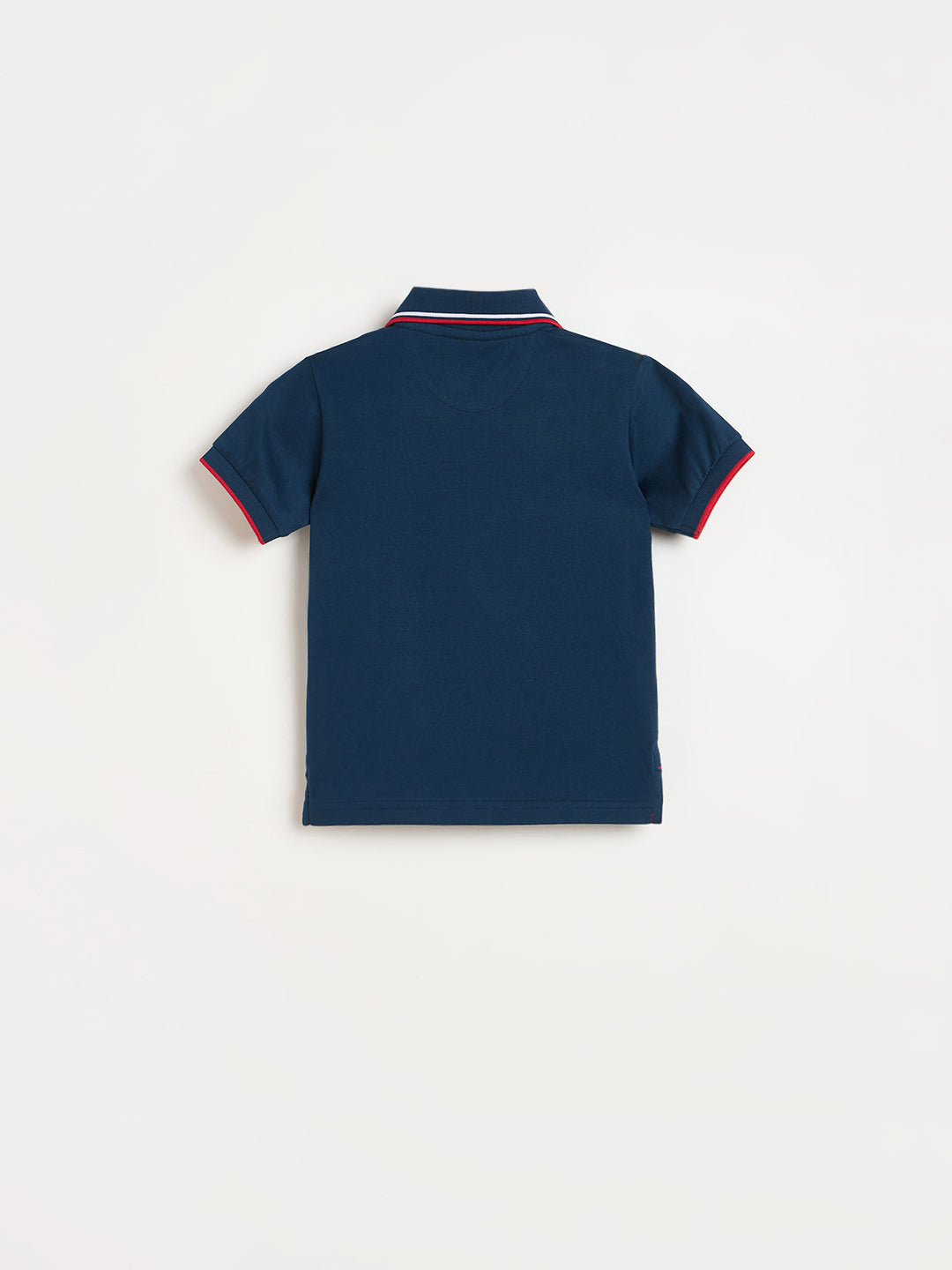 Blue Giraffe Boys Blue Solid Regular Fit Pure Cotton Polo T-Shirt