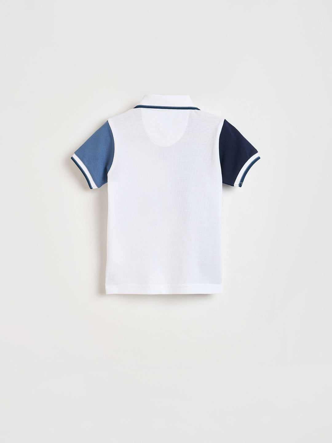 Blue Giraffe Boys White Printed Regular Fit Pure Cotton Polo T-Shirt