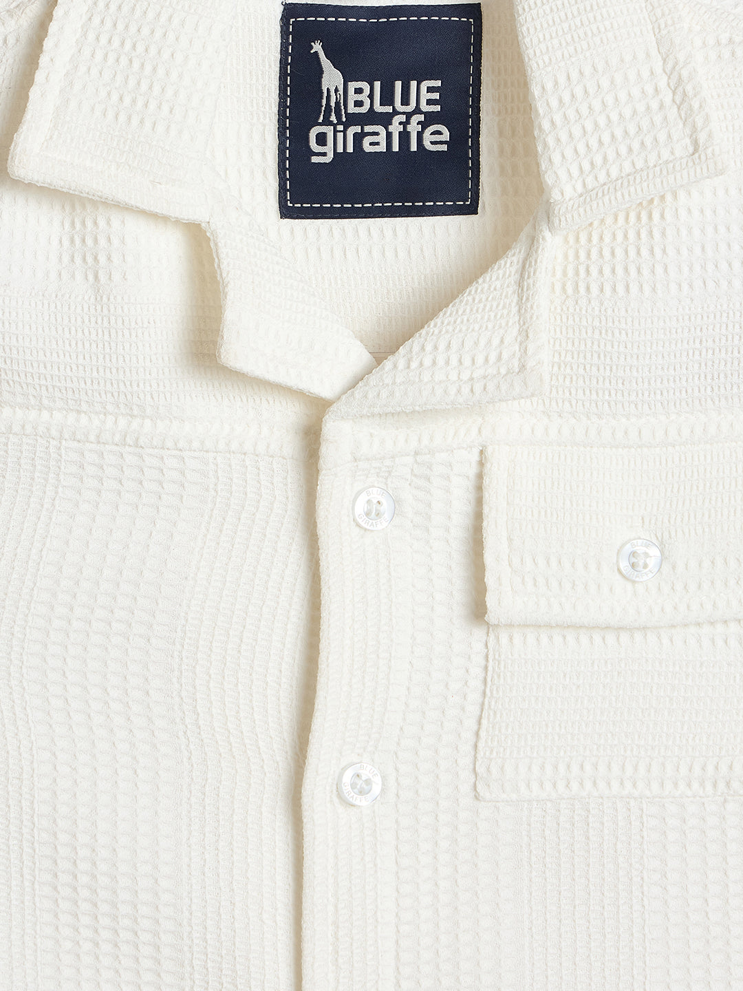 Blue Giraffe Boys White Solid Regular Fit Shirt