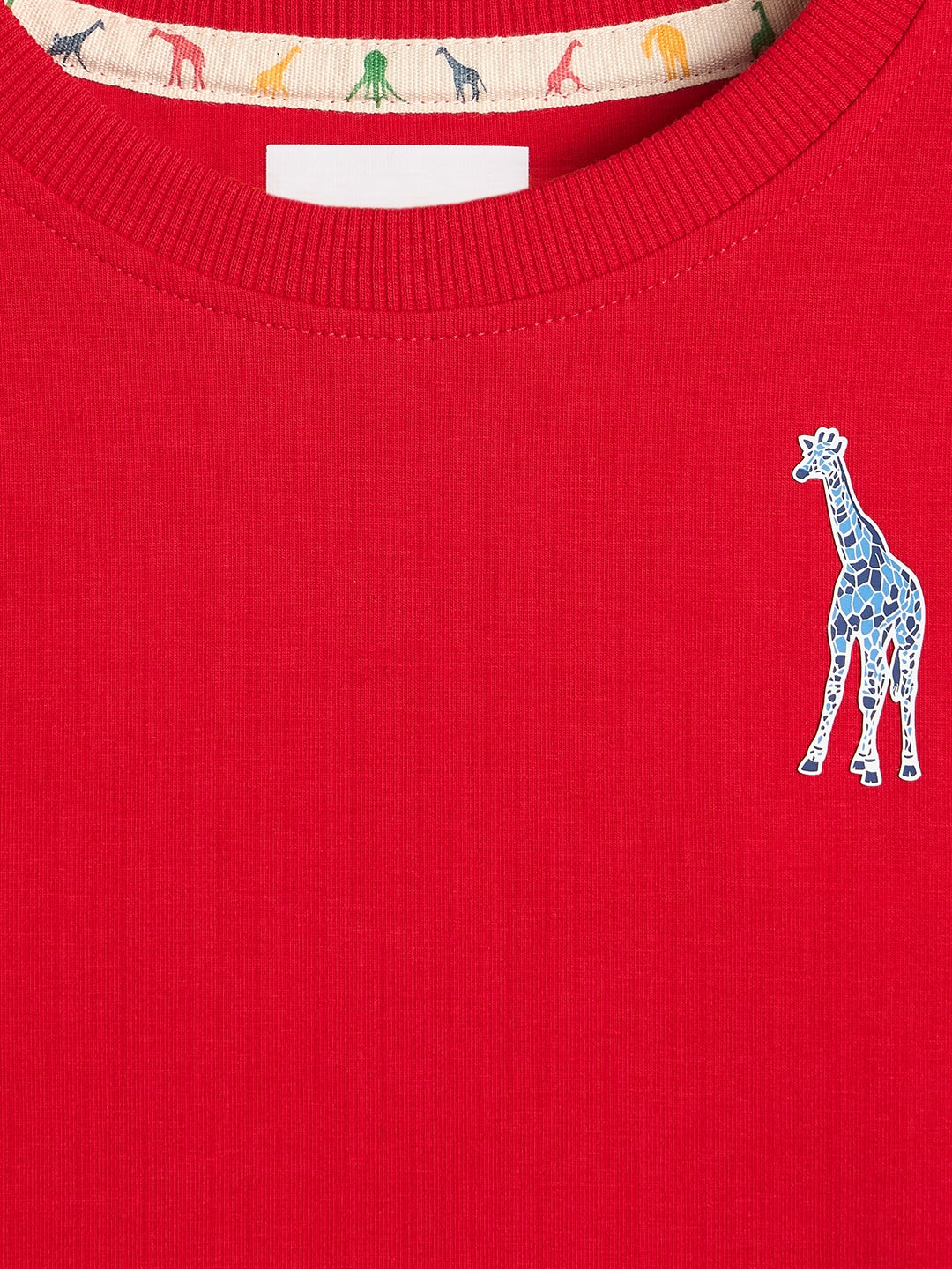 Blue Giraffe Boys Red Core Round Neck T-Shirt
