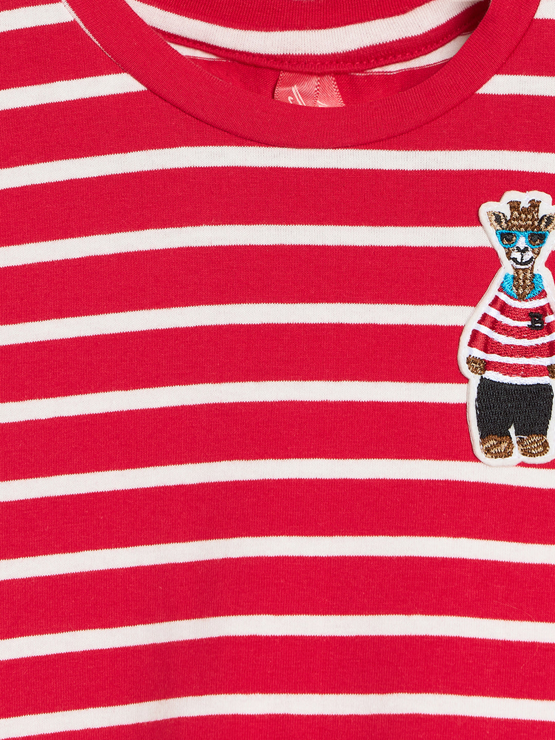 Blue Giraffe Red Striped Stretchable A-Line Fit Dress