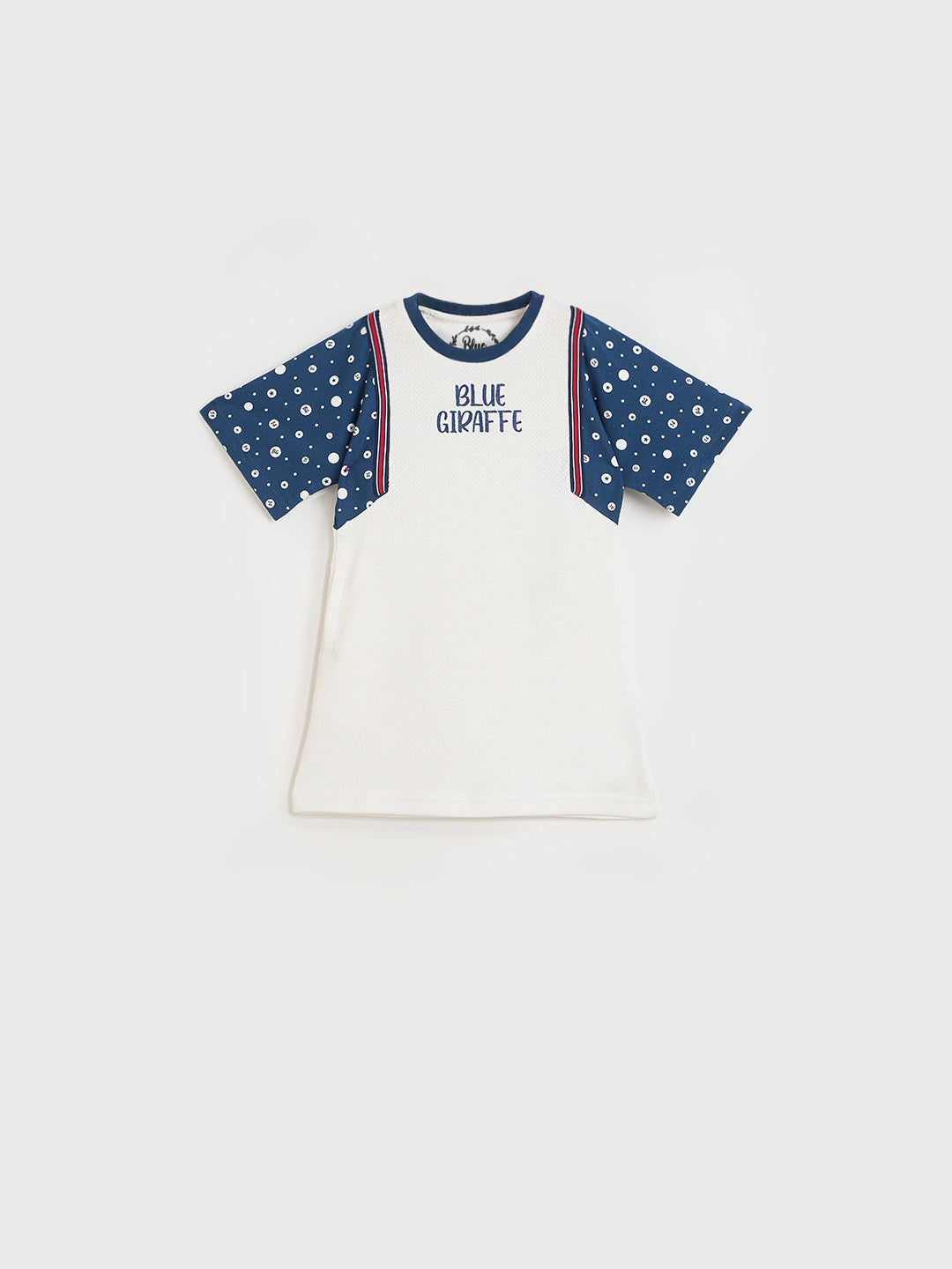 Blue Giraffe White Printed Stretchable A-Line Fit Dress
