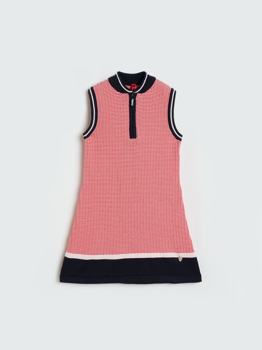Blue Giraffe Red Striped Stretchable A-Line Fit Pure Cotton Dress