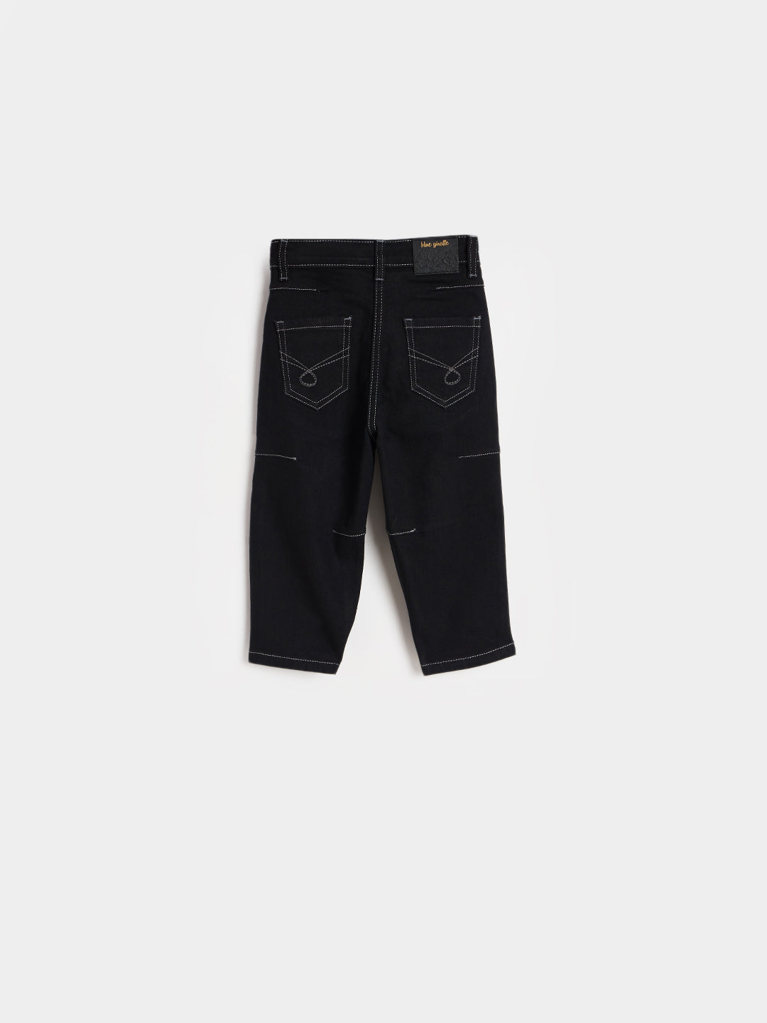 Blue Giraffe Blue Solid Stretchable Barrel Fit Jeans