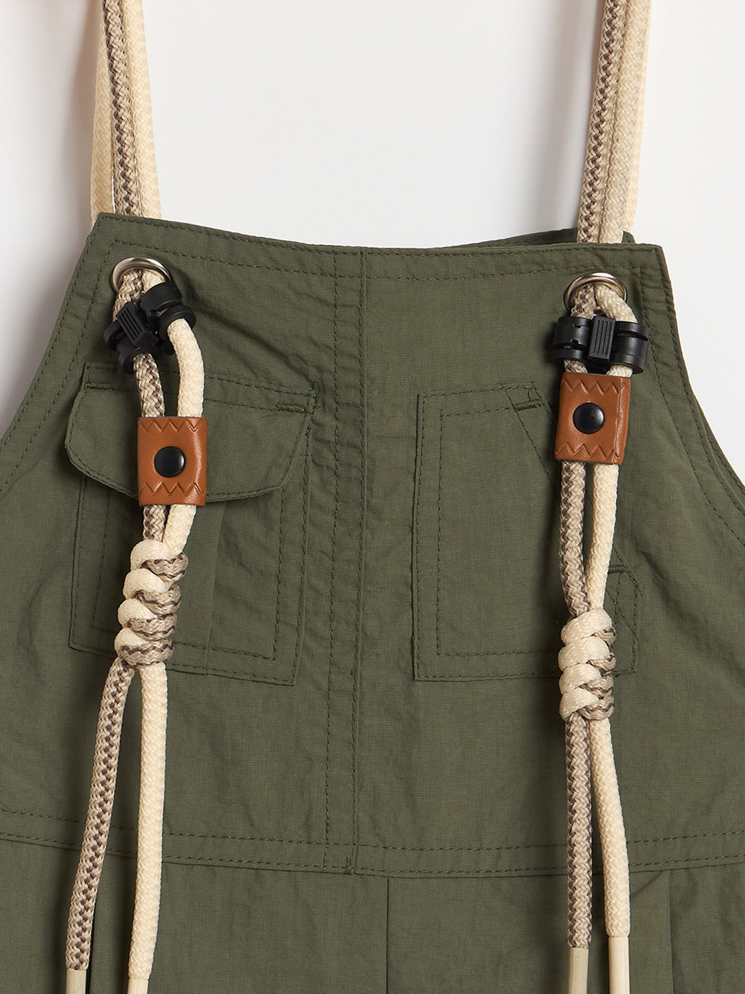 Blue Giraffe Girls Green Solid Regular Fit Jumpsuit