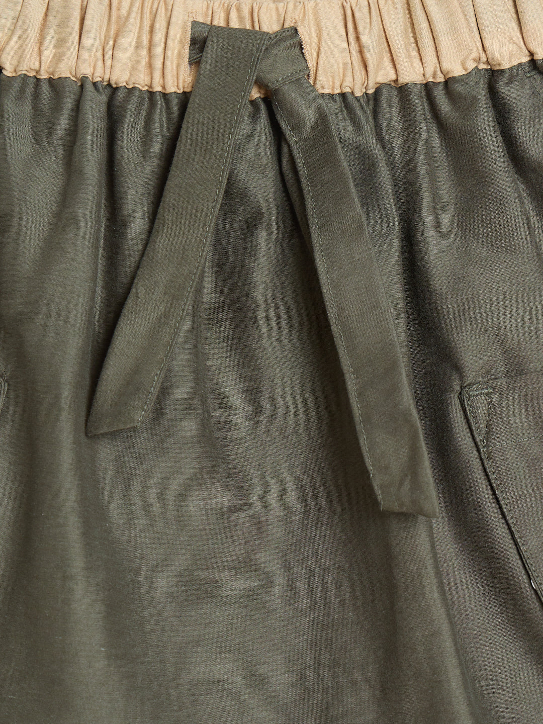 Blue Giraffe Girls Olive Green Solid Baggy Fit Skirt