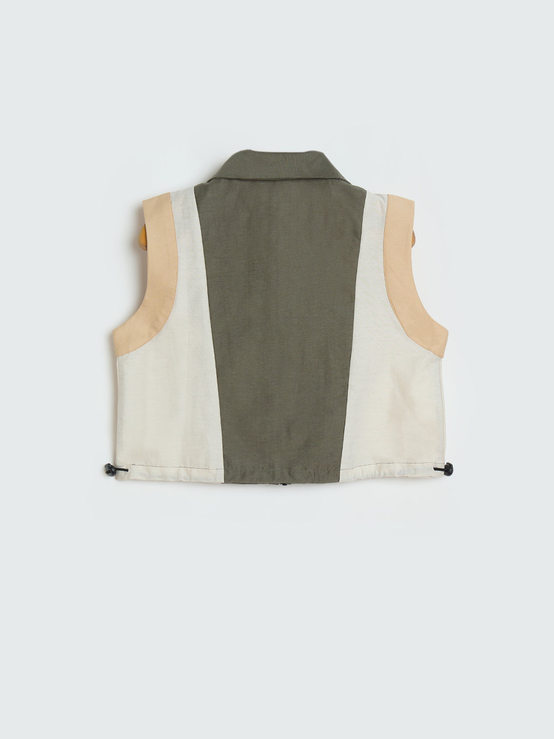 Blue Giraffe Girls Olive Green Colorblock Boxy Fit Top