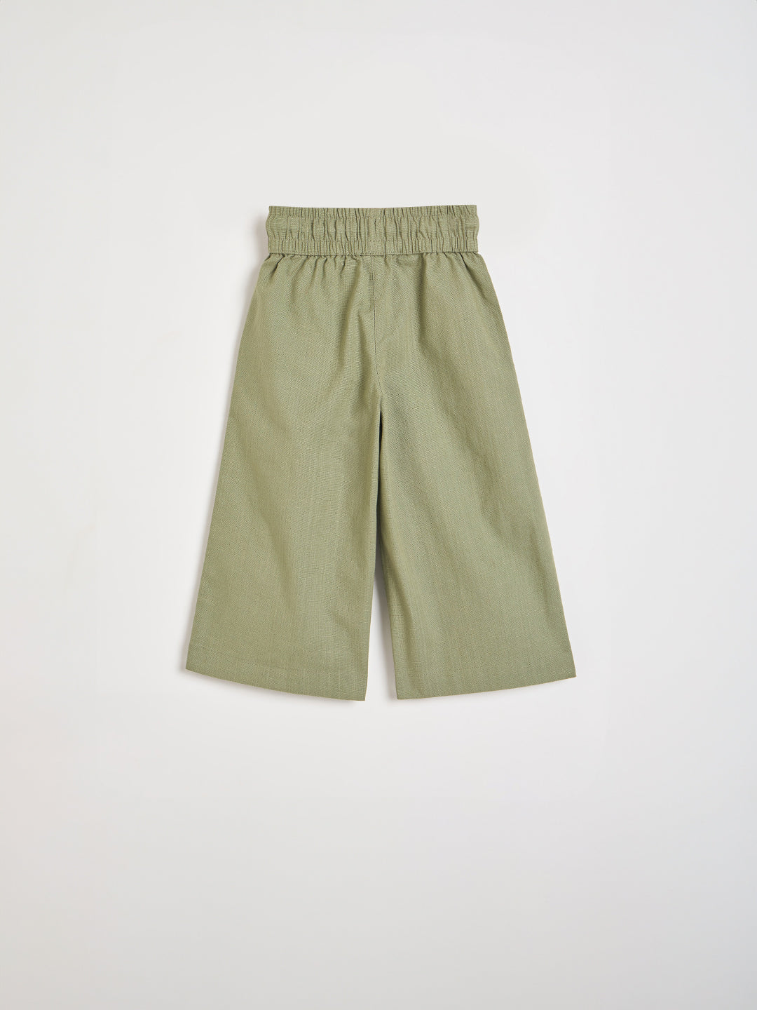 Elle Girls Green Solid Regular Fit Pure Cotton Trouser