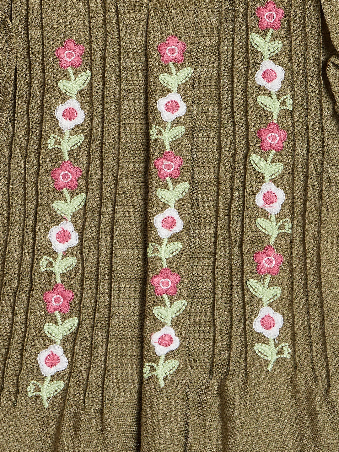 Elle Girls Marsh Green Floral Straight Fit Top