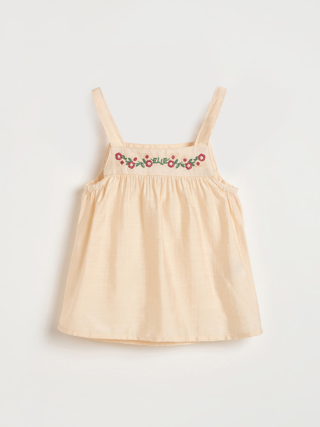 Elle Girls Cream Solid Flared Fit Top