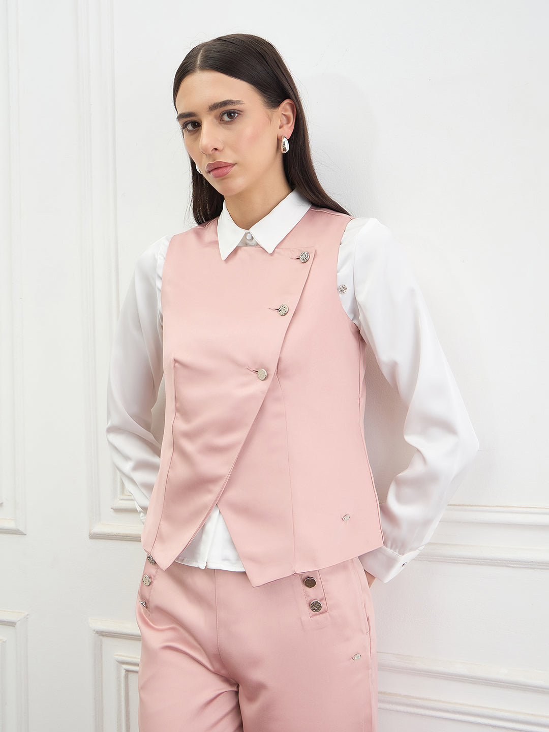 Elle Women Pink Solid Regular Fit Top