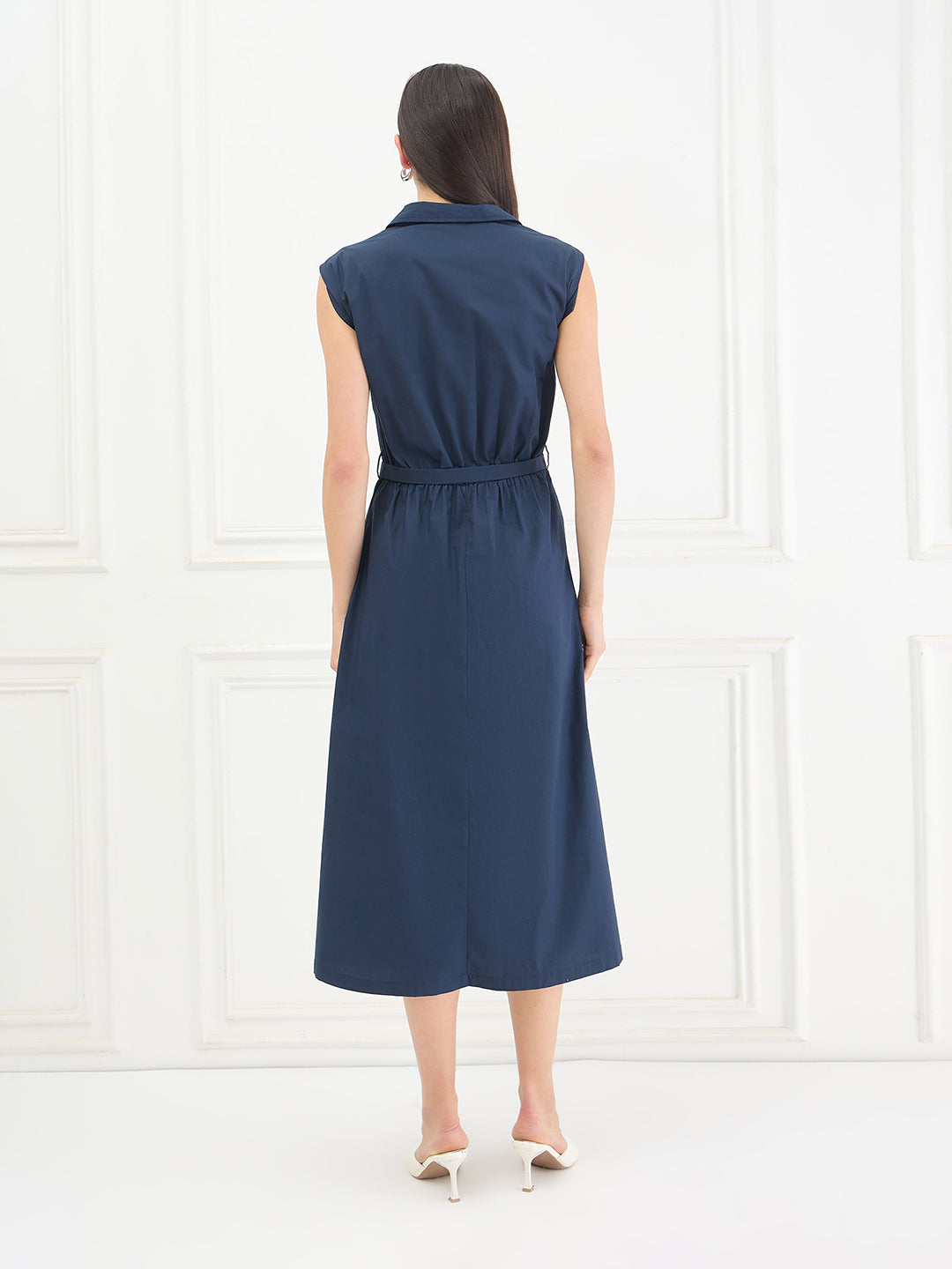 ICONIC Women Cotton Blue Dress