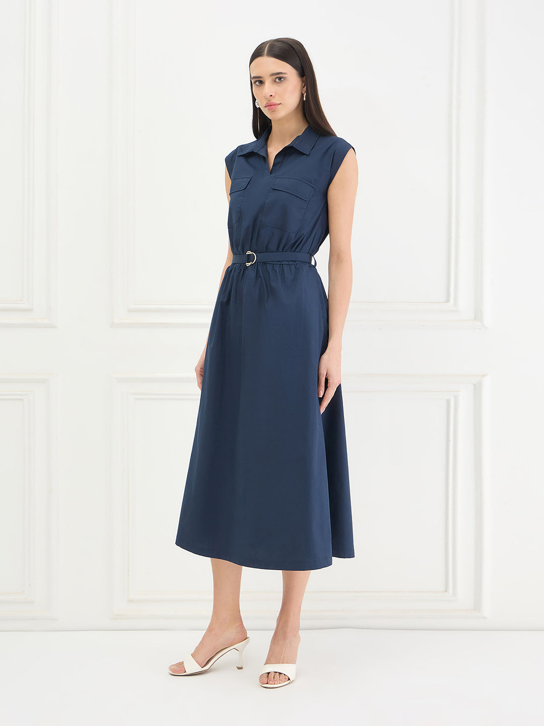 ICONIC Women Cotton Blue Dress