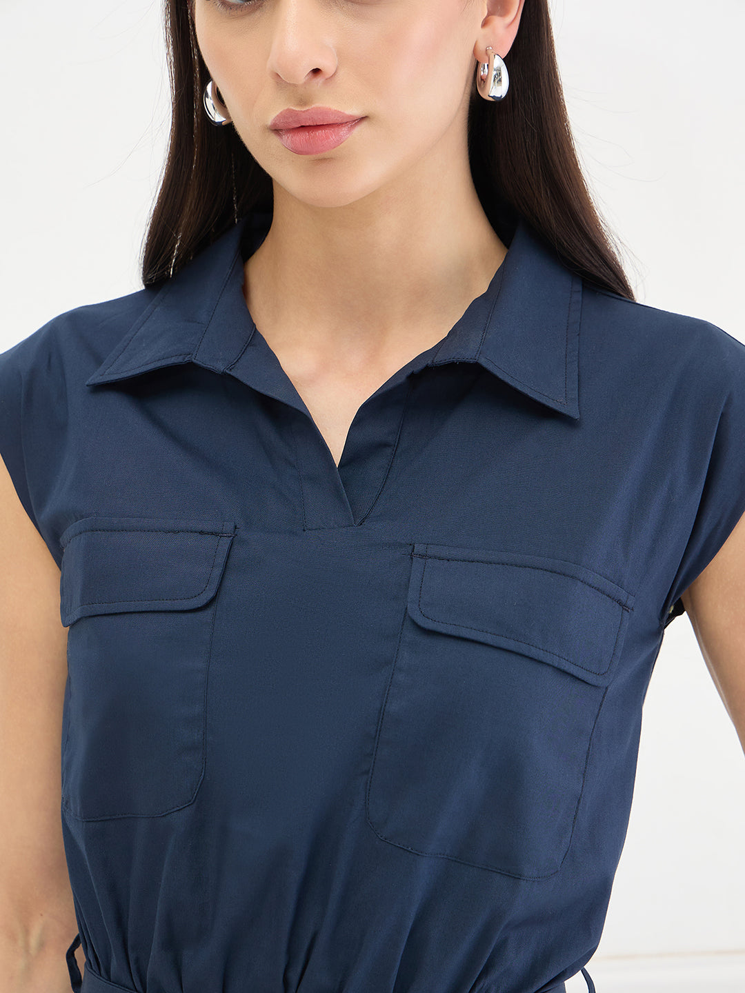 ICONIC Women Cotton Blue Dress