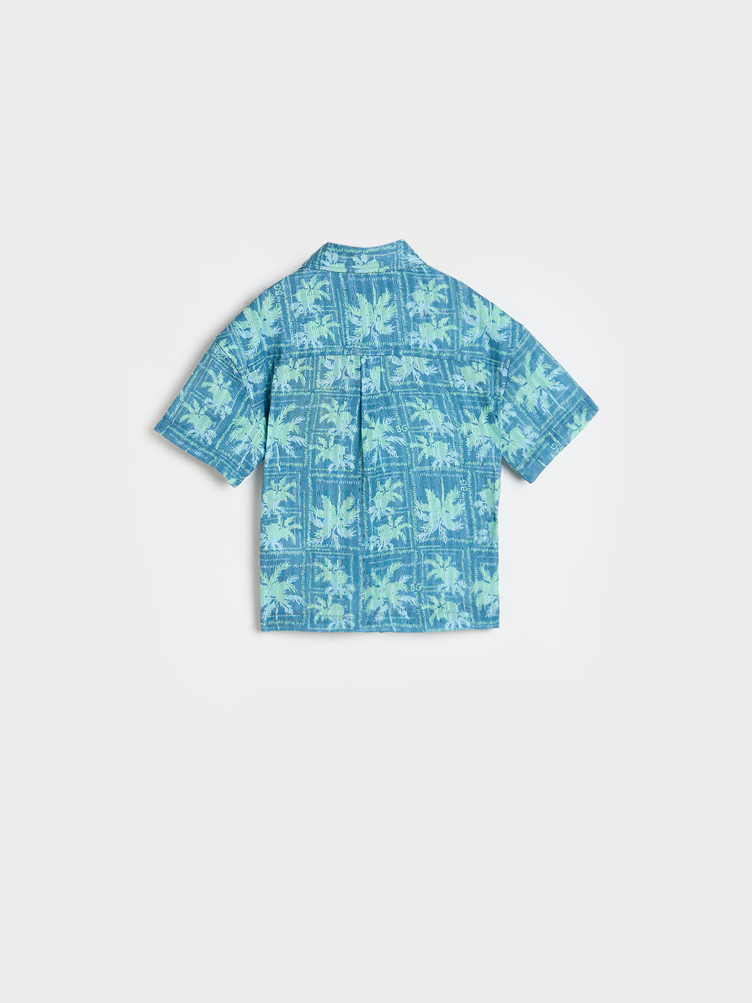 Blue Giraffe Boys Teal Green Floral Shirt