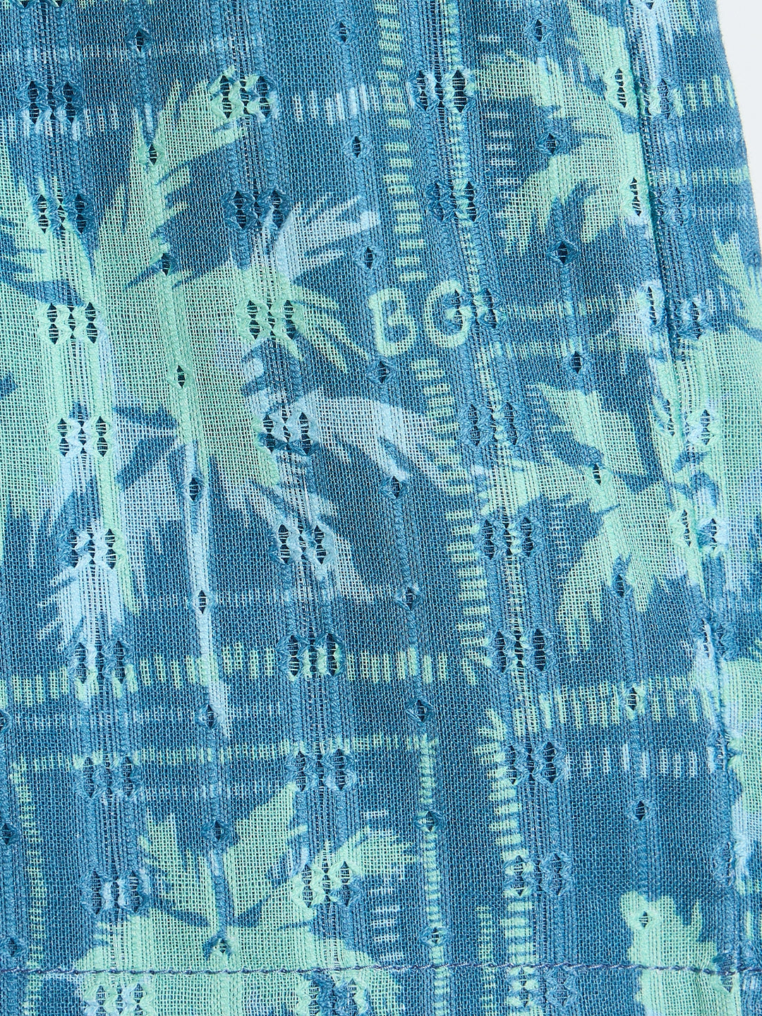 Blue Giraffe Boys Teal Green Floral Regular Fit Pure Cotton Shorts