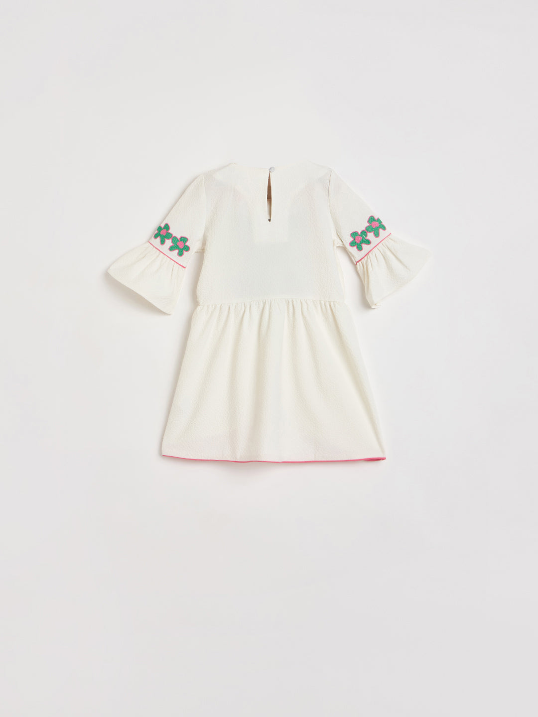Blue Giraffe Girls White Embroidered Fit & Flared Dress