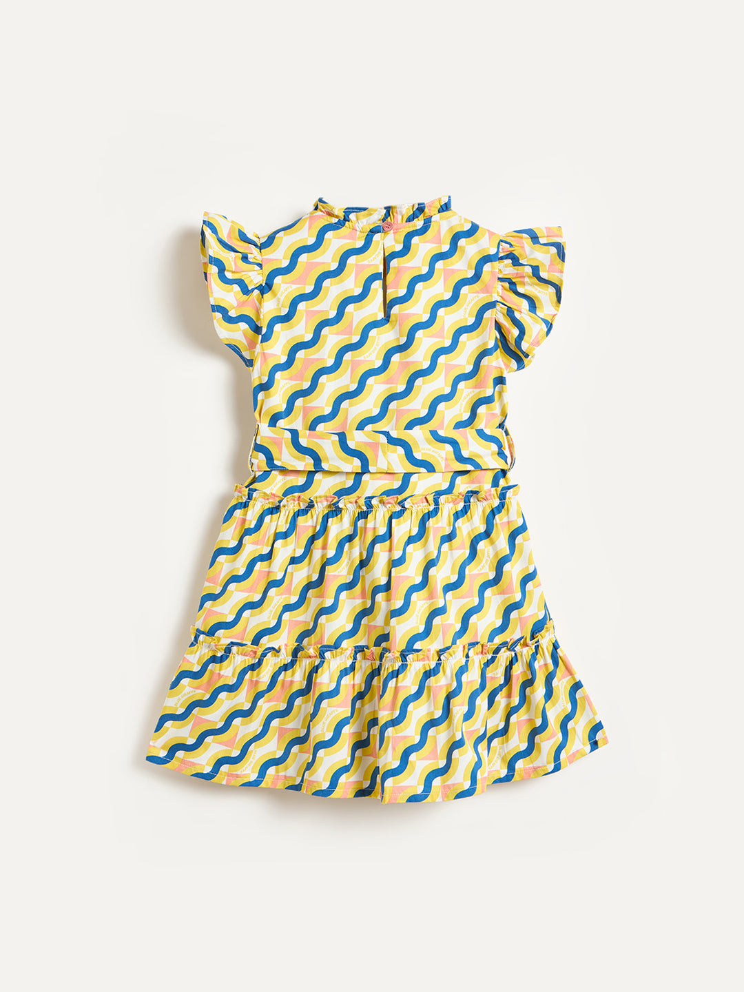 Blue Giraffe Girls Multicolor Striped Fit & Flared Pure Cotton Dress