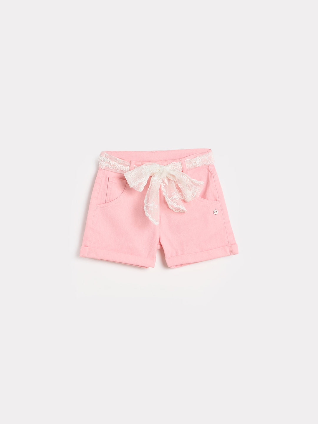 Elle Girls Pink Solid Regular Fit Shorts