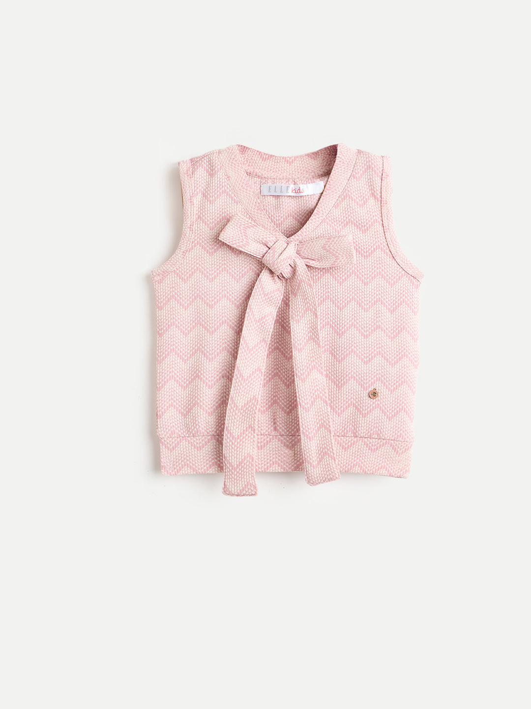 Elle Girls Pink Jacquard Regular Fit Jacquard T-Shirt