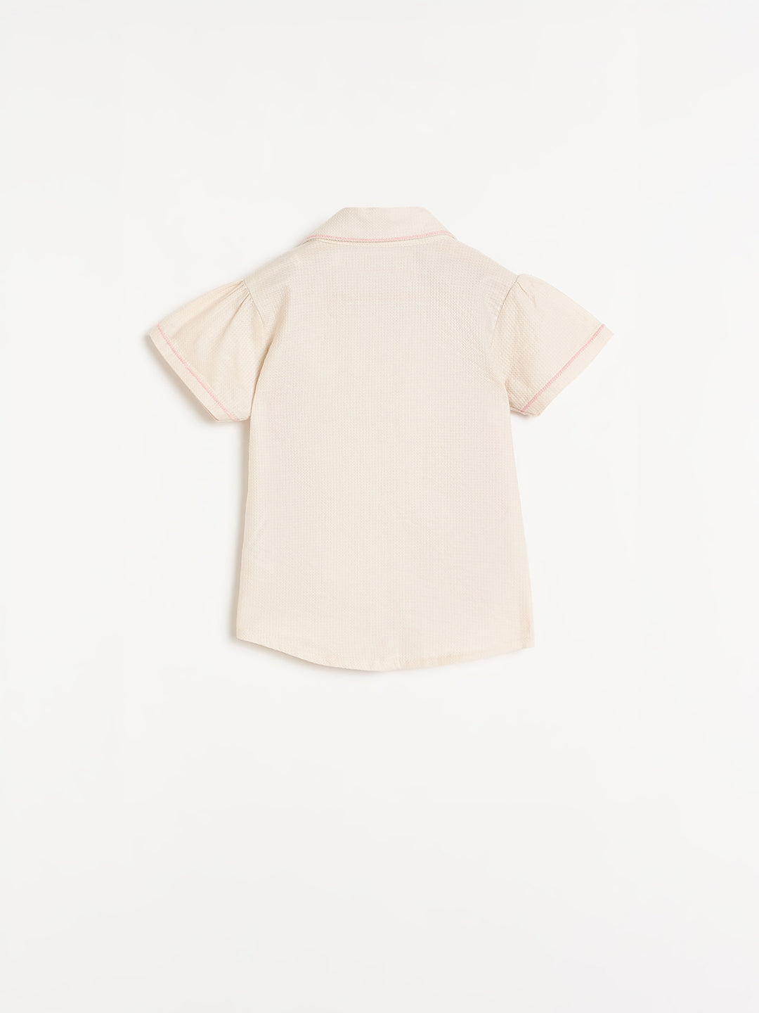 Elle Girls Cream Embroidered Regular Fit Pure Cotton Top