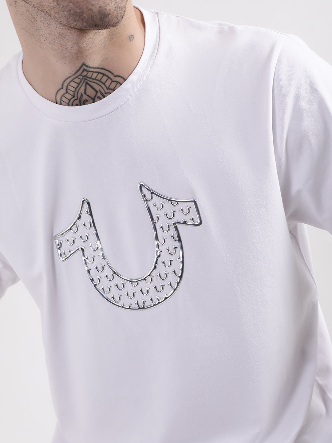 True Religion White HD Logo Regular Fit T-Shirt