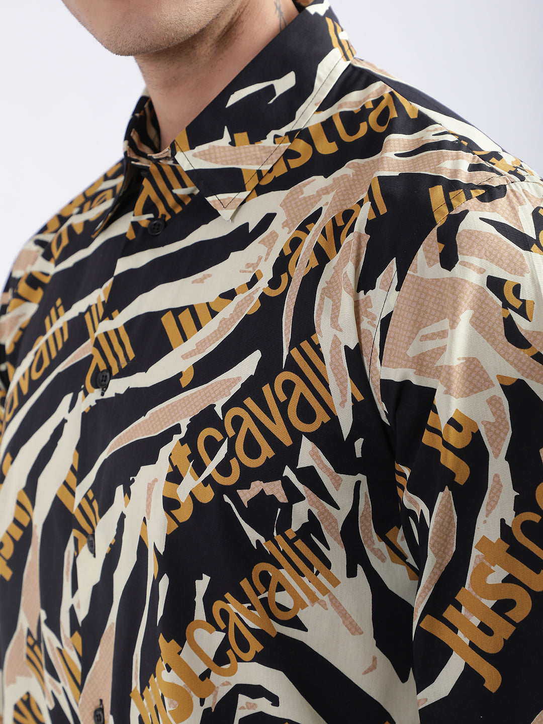 Just Cavalli Men Multi Printed Collar Shirt