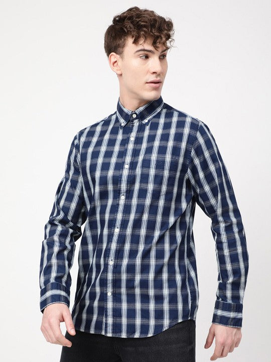 Gant Blue Checked Regular Fit Shirt